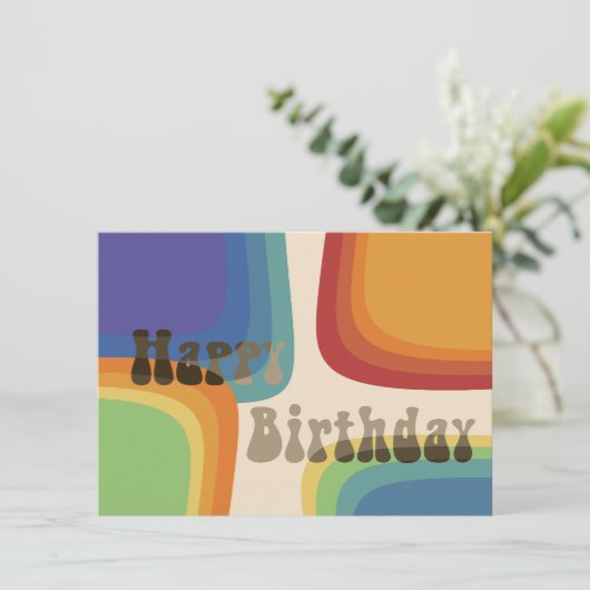 Rainbow Square 70er Einladung (Stehend Vorderseite)