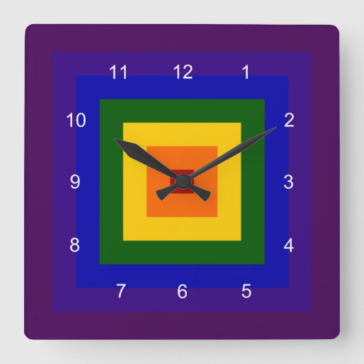 Rainbow Square Quadratische Wanduhr (Vorderseite)