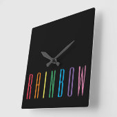 RAINBOW Square Wall Clock / Black Quadratische Wanduhr (Winkel)
