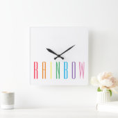 RAINBOW Square Wall Clock Quadratische Wanduhr (Zuhause)
