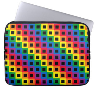 Rainbow Squares Black Laptopschutzhülle
