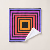 Rainbow Squares Geometric Tile Pattern Neon Badhandtuch Set (Waschlappen)
