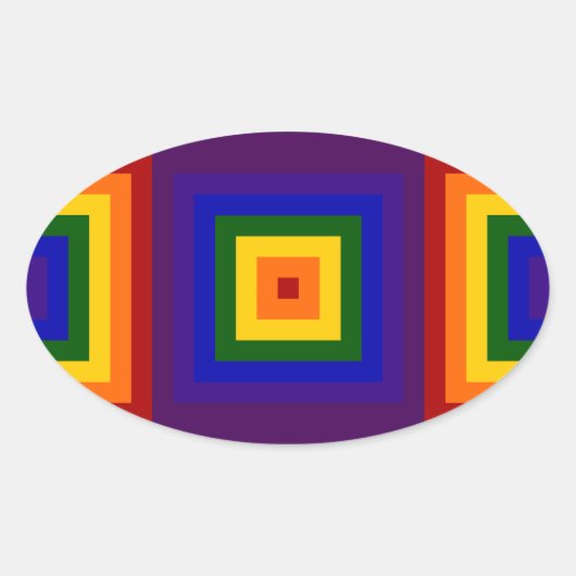 Rainbow Squares Ovaler Aufkleber (Vorderseite)