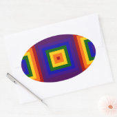Rainbow Squares Ovaler Aufkleber (Umschlag)