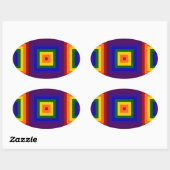 Rainbow Squares Ovaler Aufkleber (Blatt)