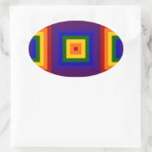 Rainbow Squares Ovaler Aufkleber (Tasche)