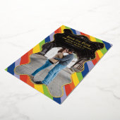 Rainbow Squiggle Moderne Hochzeit retten Datum Folieneinladung (Gedreht)