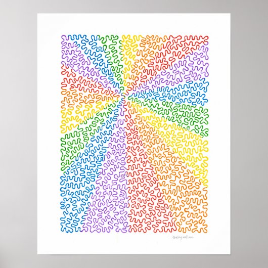 Rainbow Squiggles Line Art Poster (Vorne)