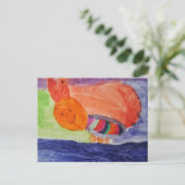 Rainbow Squirrel — Cute Kids Art Thank You Postkarte (Stehend Vorderseite)