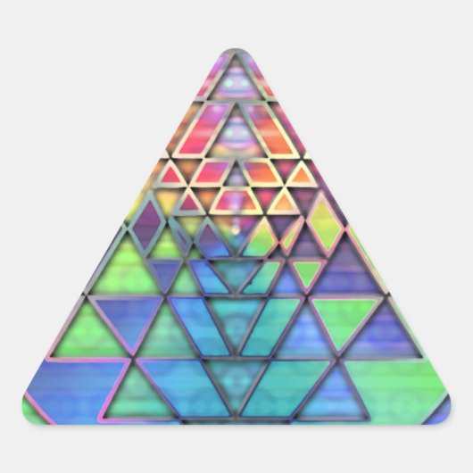 Rainbow Sri Yantra für Liebe & Wohlstand Dreieckiger Aufkleber (Vorderseite)