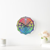 Rainbow Sri Yantra für Liebe & Wohlstand Runde Wanduhr (Zuhause)