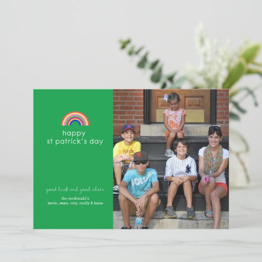 Rainbow St Patricks Day Foto Card Karte (Stehend Vorderseite)