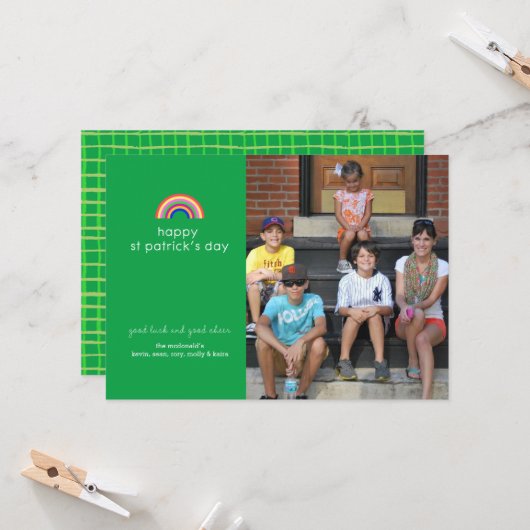 Rainbow St Patricks Day Foto Card Karte (Vorderseite/Rückseite Beispiel)