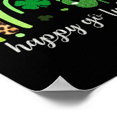 Rainbow St Patricks Day Leopard Print Happy Lucky Poster (Ecke)