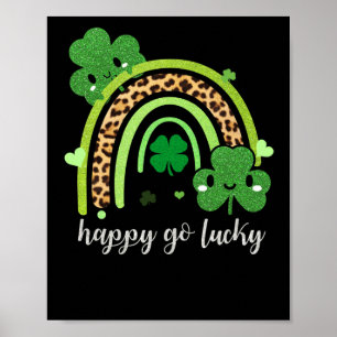 Rainbow St Patricks Day Leopard Print Happy Lucky Poster