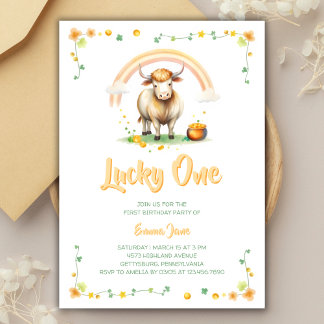 Rainbow St Patricks Day Lucky Eins Geburtstag Einladung