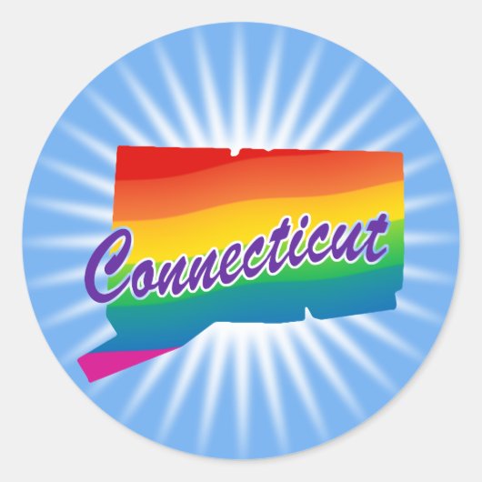 Rainbow-Staat von Connecticut Runder Aufkleber (Vorderseite)