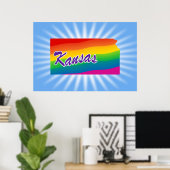 Rainbow-Staat von Kansas Poster (Heimbüro)