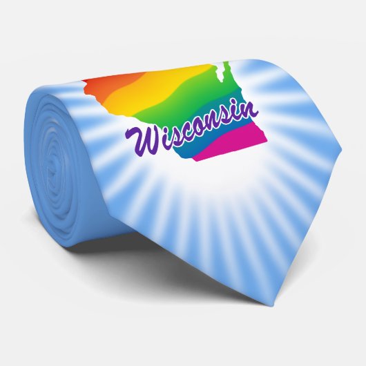 Rainbow-Staat von Wisconsin Krawatte (Gerollt)