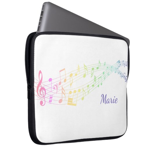 Rainbow-Staff-Musiknote Slim Notebook-Sieb Laptopschutzhülle (Vorne Rechts)