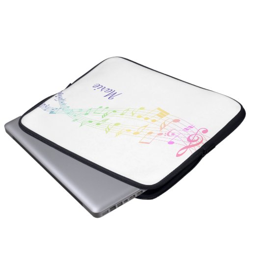 Rainbow-Staff-Musiknote Slim Notebook-Sieb Laptopschutzhülle (Vorne Knopf)