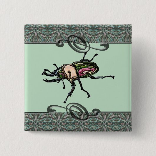 Rainbow Stag Beetle Button (Vorderseite)