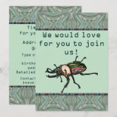Rainbow Stag Beetle Einladung (Vorne/Hinten)