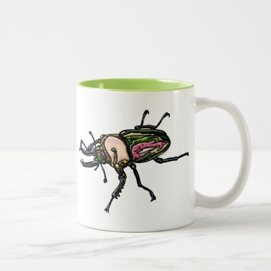 Rainbow Stag Beetle Zweifarbige Tasse (Rechts)