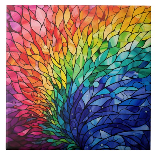 Rainbow Stained Glass  Fliese (Vorderseite)