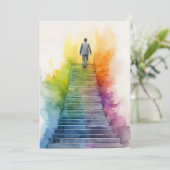 Rainbow Stairs Man kommt raus Einladung (Stehend Vorderseite)