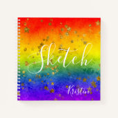 Rainbow Star Abstrakt Ihr Name Sketchbook Notizblock (Vorderseite)