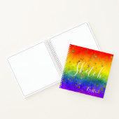 Rainbow Star Abstrakt Ihr Name Sketchbook Notizblock (Innenseite)