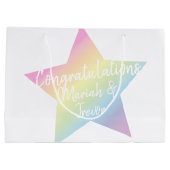 Rainbow Star Baby Dusche Große Geschenktüte (Rückseite)