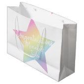 Rainbow Star Baby Dusche Große Geschenktüte (Vorderseite Schrägansicht)