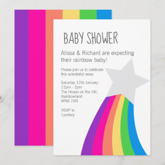 Rainbow Star Baby Shower Einladung