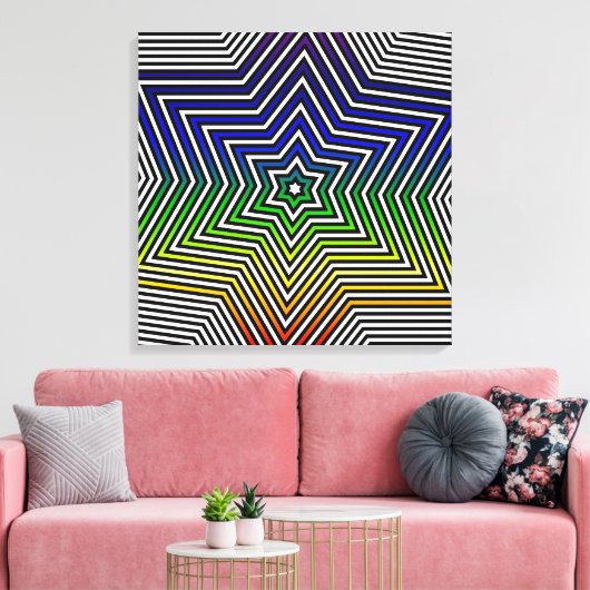 Rainbow Star Blau-Gelbe grüne Leinwand Grafik (Insitu (Wohnzimmer))