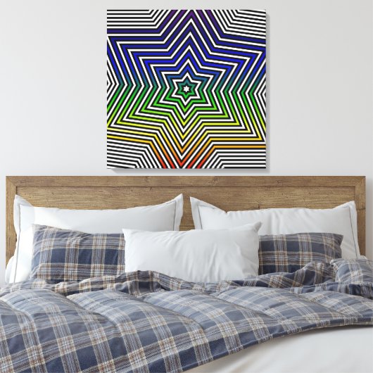 Rainbow Star Blau-Gelbe grüne Leinwand Grafik (Insitu (Schlafzimmer))