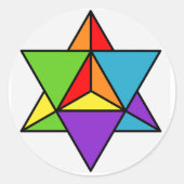 Rainbow Star Tetrahedron Runder Aufkleber (Vorderseite)