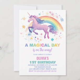Rainbow Star Unicorn Einladung zum Geburtstag