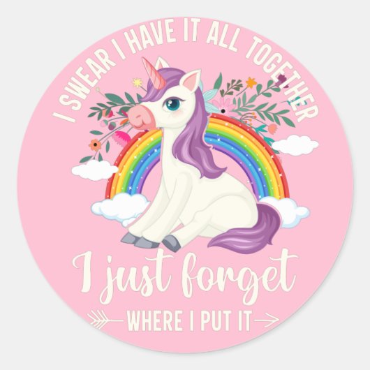 Rainbow Star Unicorn Runder Aufkleber (Vorderseite)