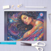 Rainbow Starry Night Sky Kosmic Goddess Decoupage Seidenpapier (Handwerk)