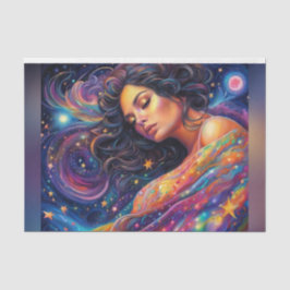 Rainbow Starry Night Sky Kosmic Goddess Decoupage Seidenpapier