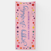 Rainbow Stars auf Pink Happy Birthday Kids Banner (Vertikal)