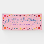 Rainbow Stars auf Pink Happy Birthday Kids Banner (Horizontal)