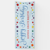 Rainbow Stars auf Sky Blue Happy Birthday Kids Banner (Vertikal)