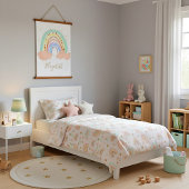 Rainbow-Stars-Baby Wandteppich Mit Holzrahmen