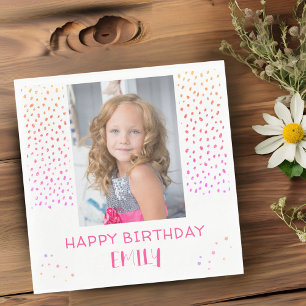 Rainbow Stars Birthday Kids Girl Foto Serviette