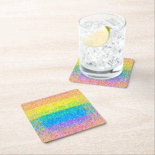 Rainbow Stars Birthday Rechteckiger Pappuntersetzer