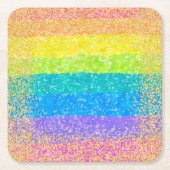 Rainbow Stars Birthday Rechteckiger Pappuntersetzer (Vorderseite)