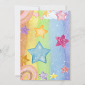Rainbow stars funkelnder niedliche Geburtstag Einl Einladung (Rückseite)